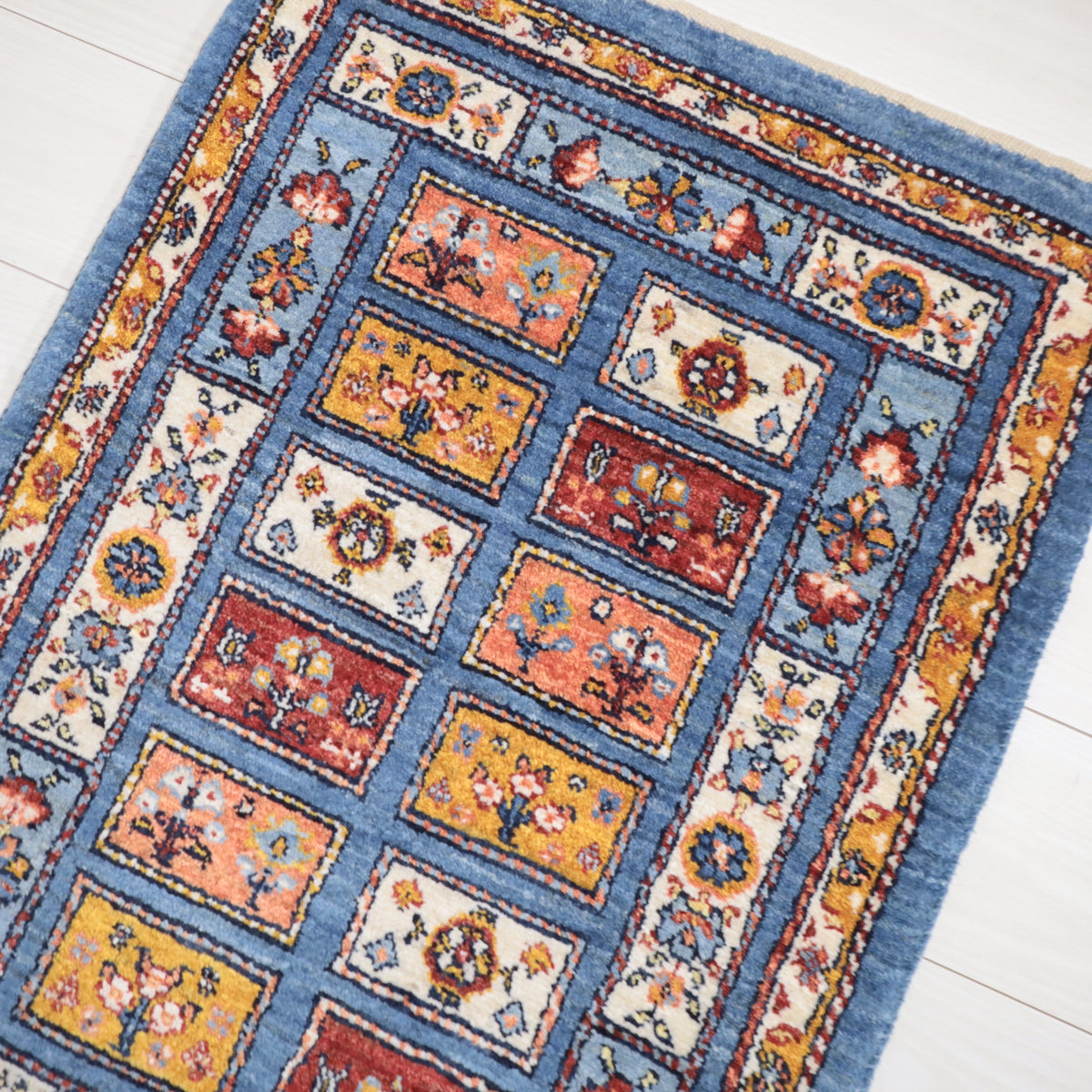 手織りギャッベ,ラグ,玄関マット,88×61cm｜高級ルリバフ,プレミアム