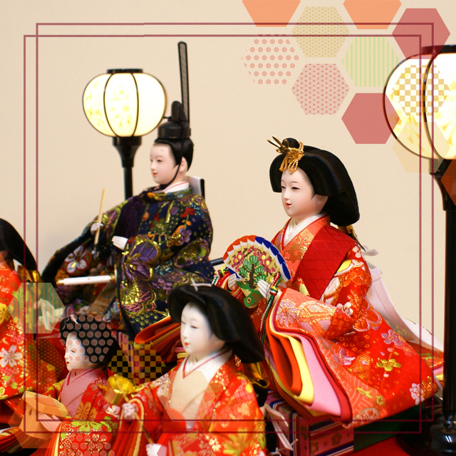 雛人形,吉徳大光,ケース飾り,322-225,三人官女,五人,ひな人形