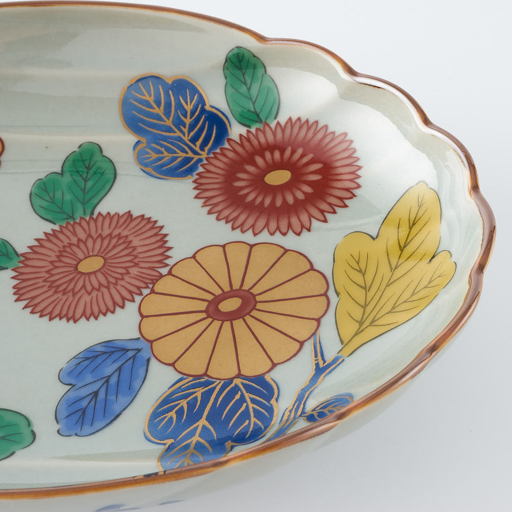 波佐見焼 林九郎窯 古伊万里菊紋 楕円皿 ¥5,720 大人の焼き物