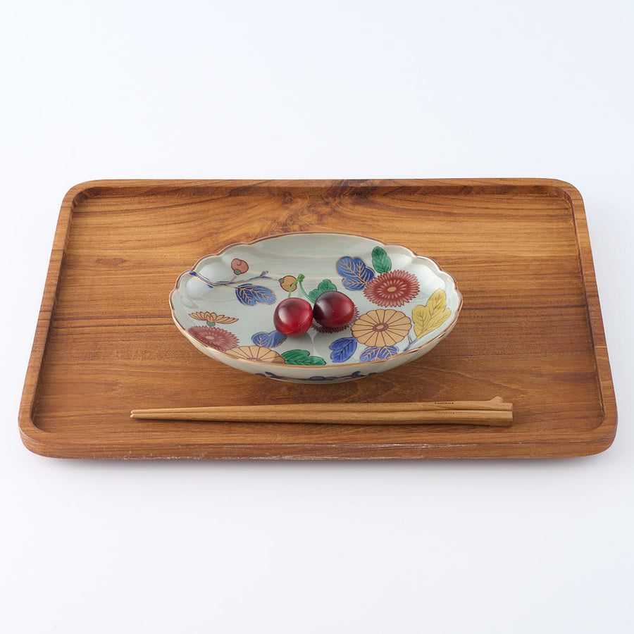 波佐見焼 林九郎窯 古伊万里菊紋 楕円皿 ¥5,720 大人の焼き物