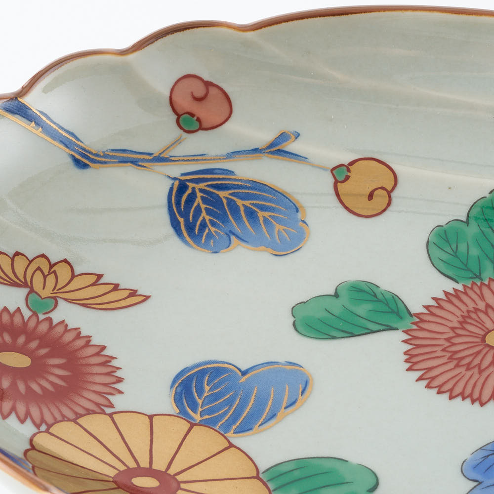 波佐見焼 林九郎窯 古伊万里菊紋 楕円皿 ¥5,720 大人の焼き物