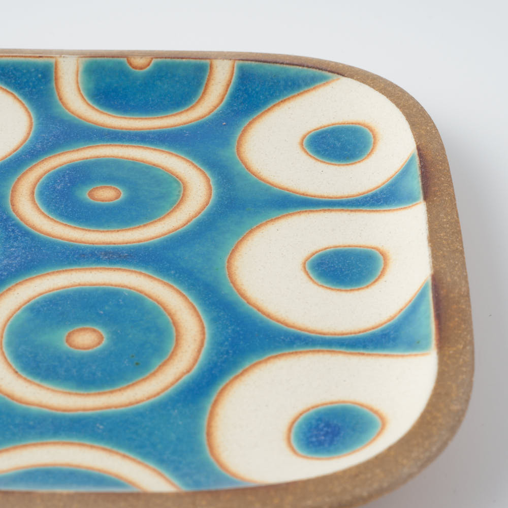 やちむん 一翠窯 長方皿(中) ヘゴ トルコブルー ¥4,400 大人の焼き物