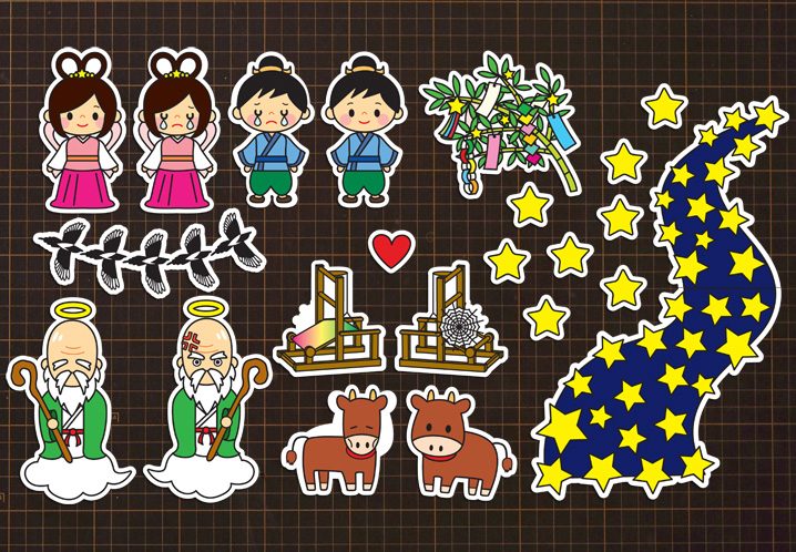 ダウンロード型紙で 「織姫と彦星」のパネルシアターを作ってみた