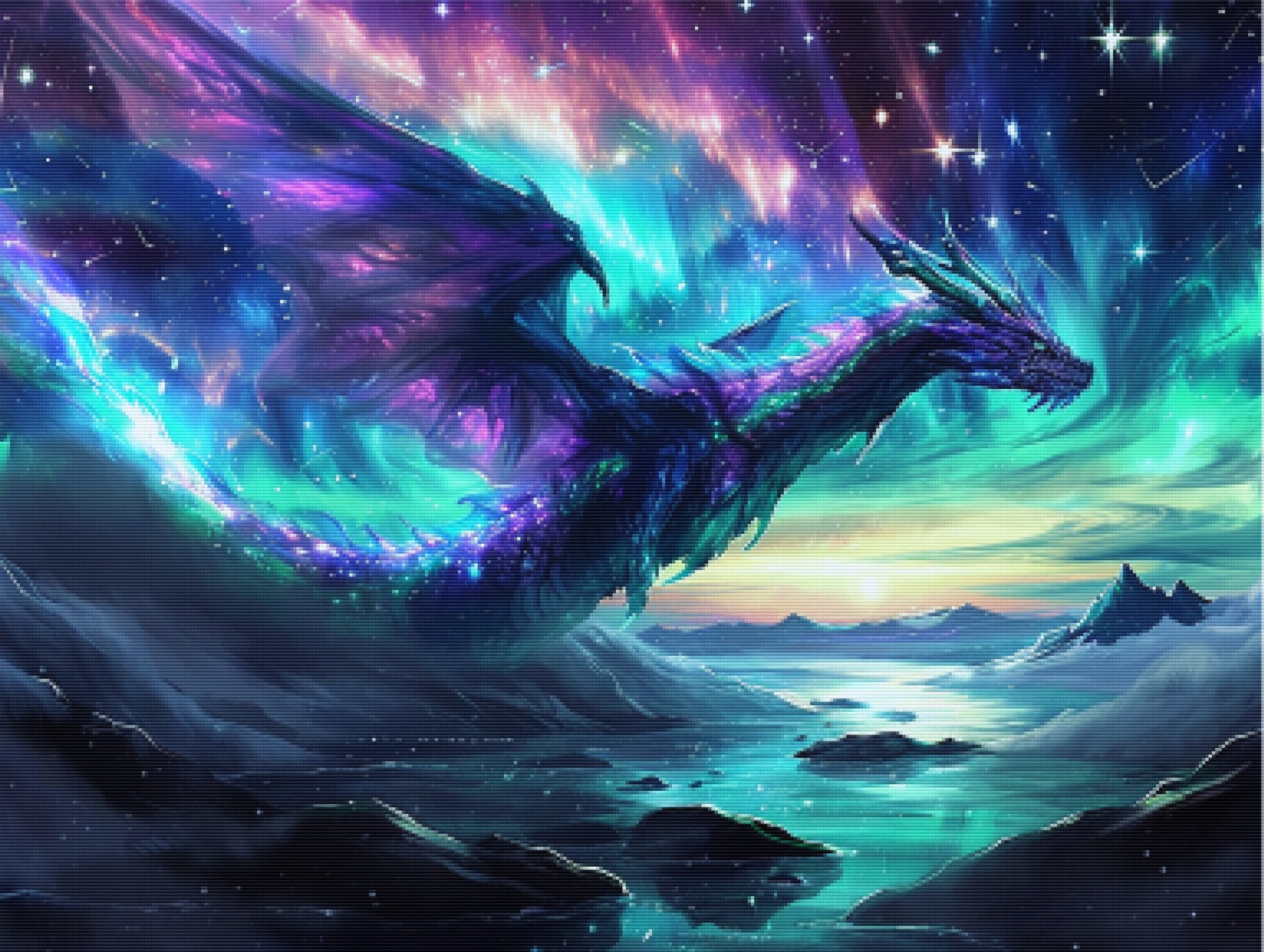 Celestial Dragon in the Aurora Sky Official Diamond Painting Kit