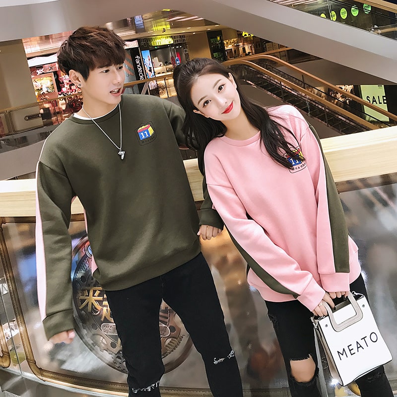ペアルック/お揃いトレーナー/スウェット ペアお揃い長袖トップス 秋冬