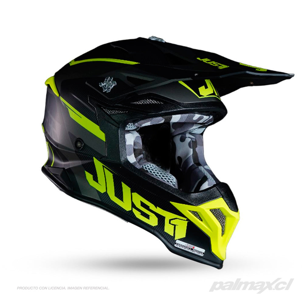 Casco motocross / enduro modelo J-39 Stars Fluo Yellow Titanium | Just