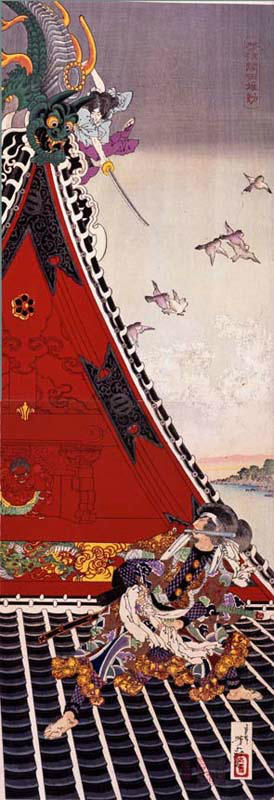 月岡芳年展・見どころの作品】「芳流閣両雄動」。犬塚信乃と犬飼見八