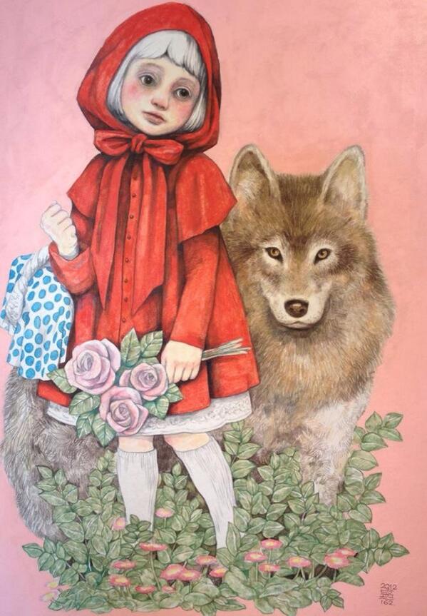 赤ずきんちゃん」ライブペインティング完成 #ヒグチユウコ 2012