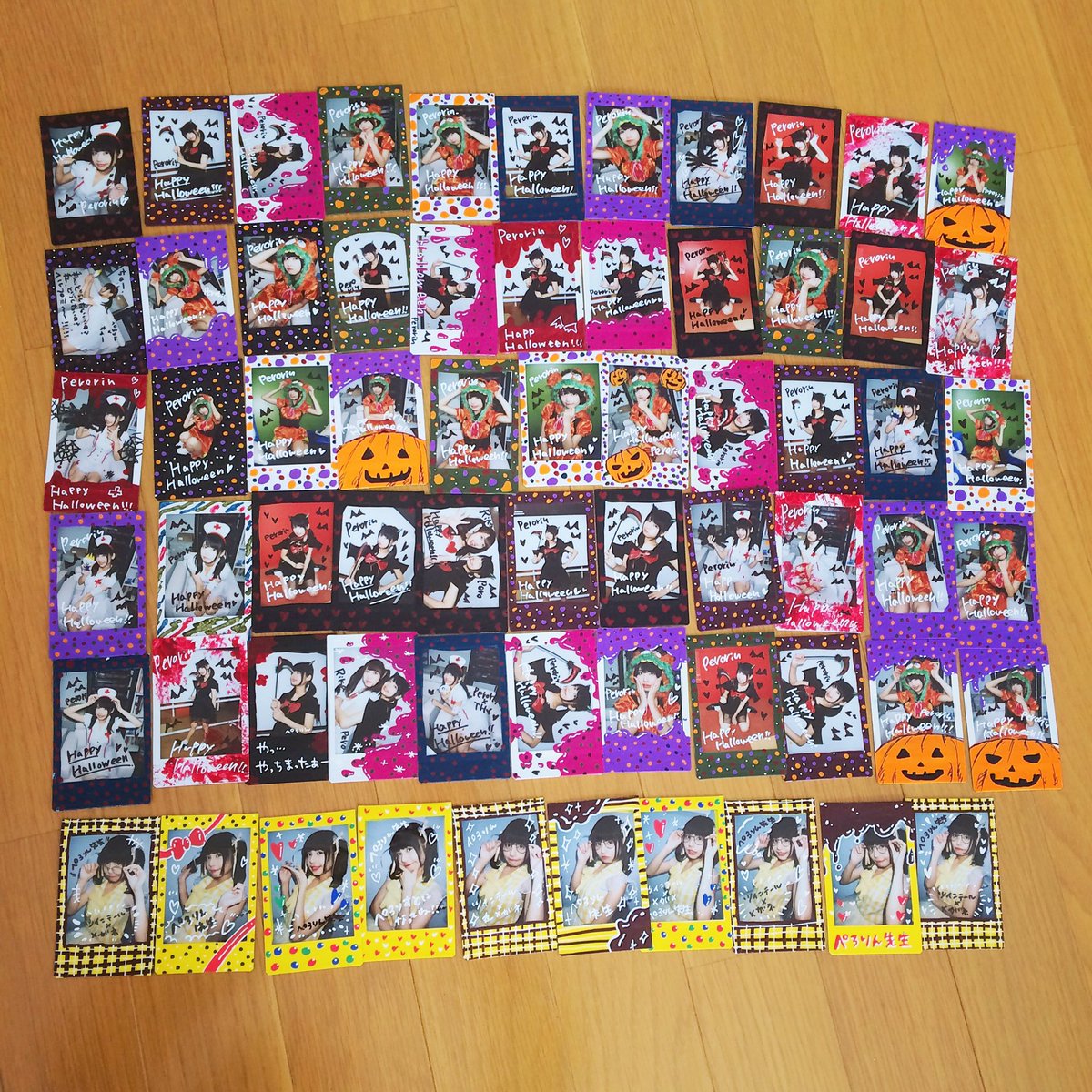 ハロウィンバージョンのランダムチェキ全部描いたよー！ ひとつひとつ