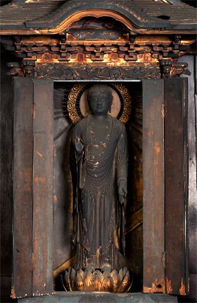 愛知県・大御堂寺/阿弥陀如来立像(鎌倉)】寄木造、像高79cm。銘記は