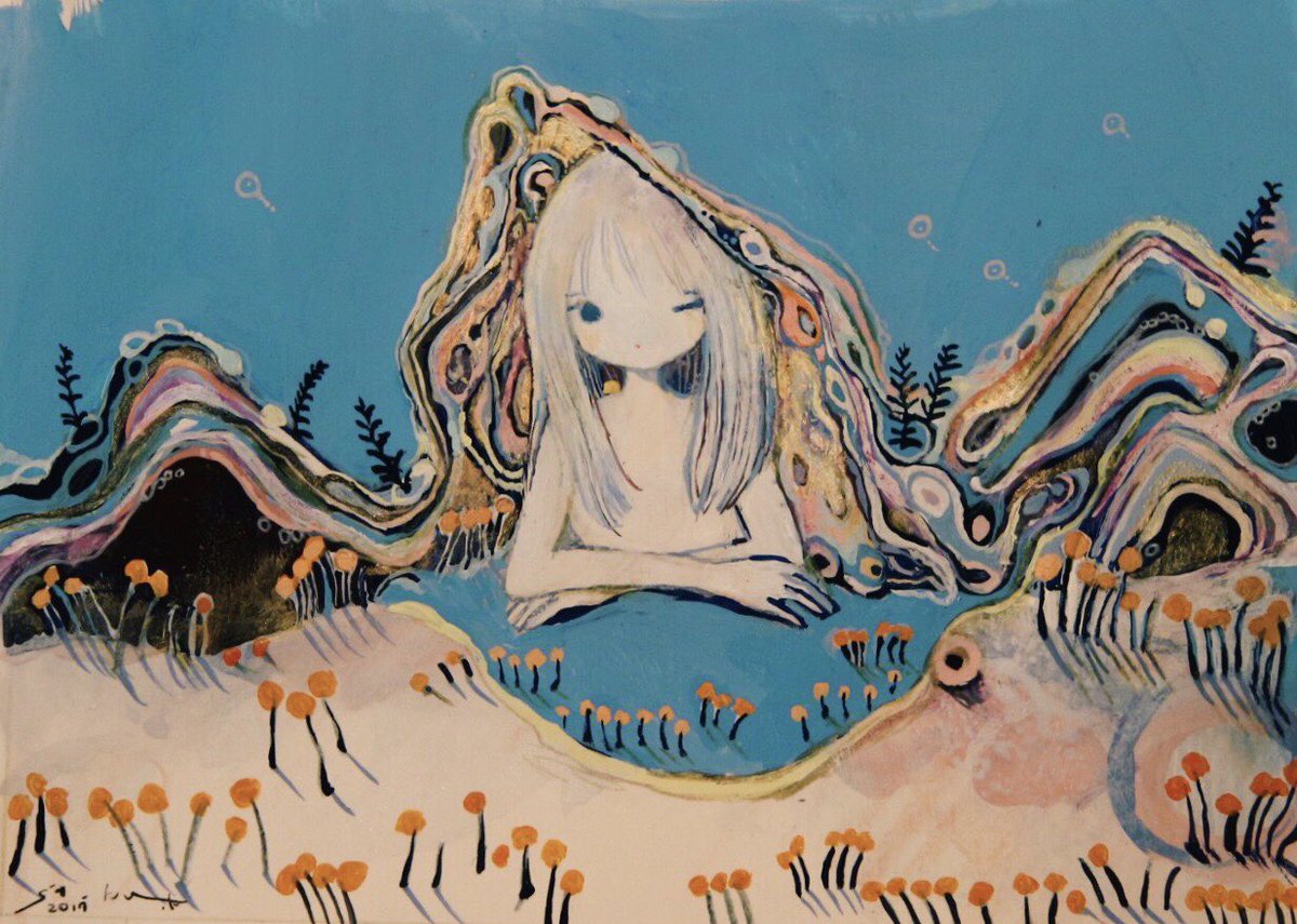 会場で制作していた絵、完成です☀︎ 「晴れた日のふとん」 黄菊しーく