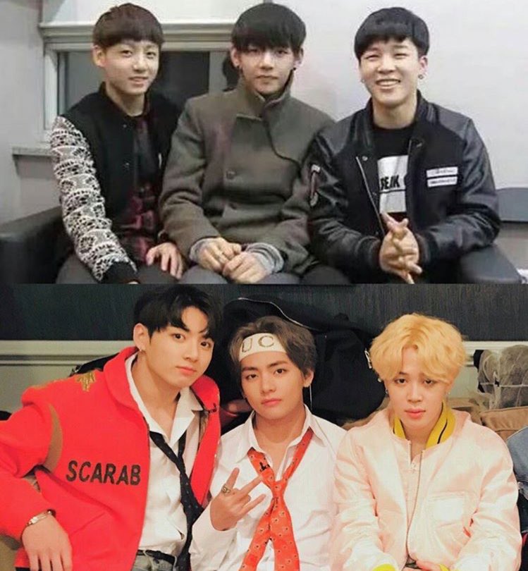 並べて見てみるとすごい成長を遂げましたね🤭♥️ #BTS #グク #テテ