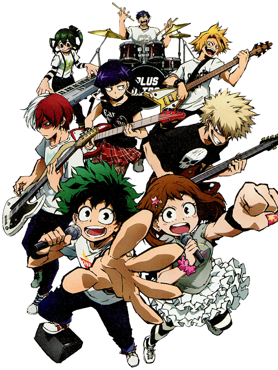 デク、1年A組ヒーロー科のみんな、今日はロックでノリノリだね！ #緑谷