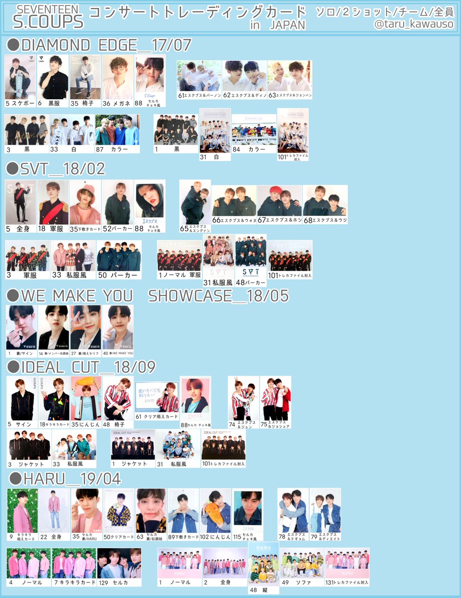 SEVENTEEN セブチ イルコン 歴代過去トレカ一覧 エスクプス ※交換など