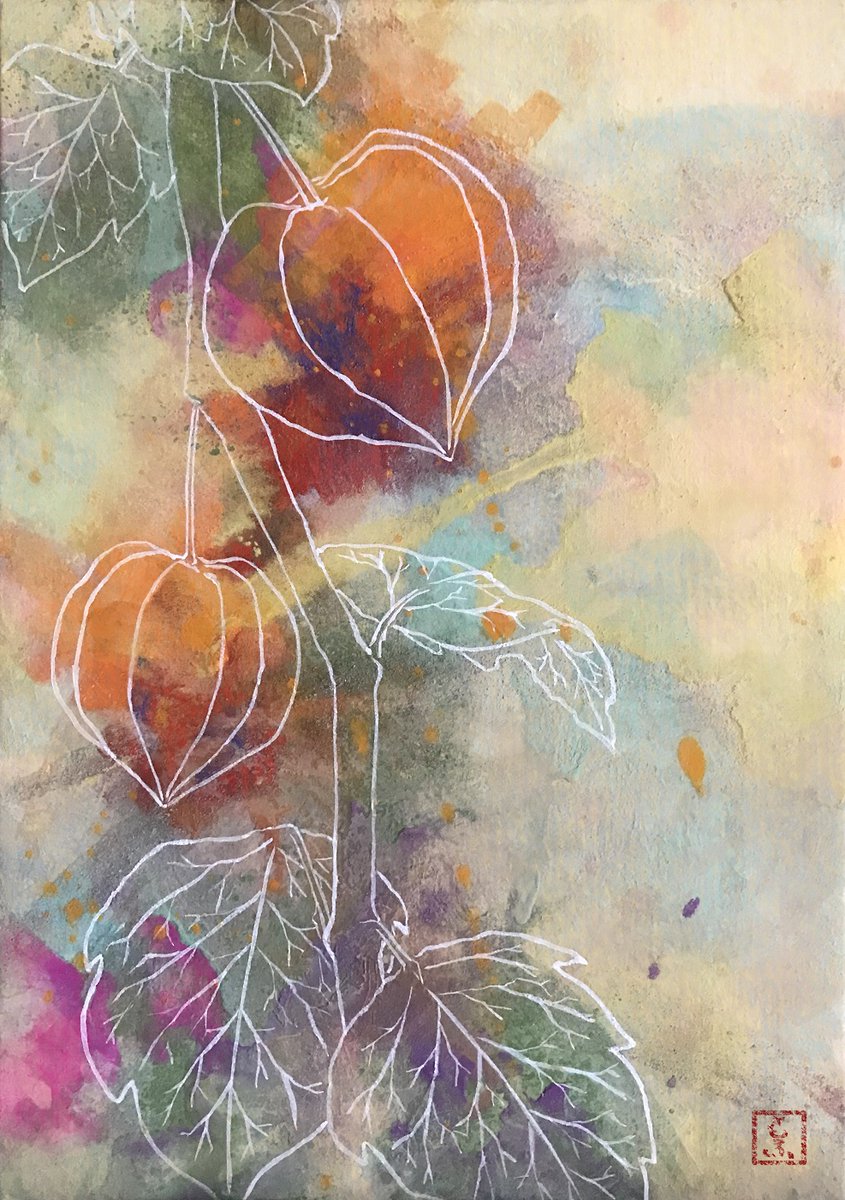 日本画】鬼灯 SM号 お盆の時期になると毎年お店にほおずきが並びますが