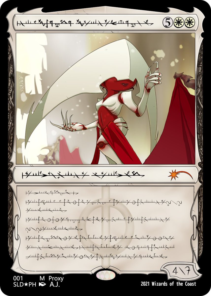 大修道士、エリシュ・ノーン(ファイレクシア語・Secret Lair版)を描き