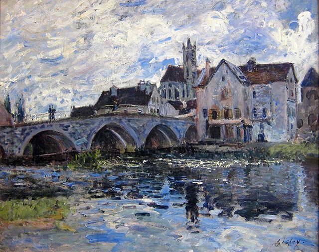 アルフレッド・シスレー 、Alfred Sisley、夏のモレの橋、希少画集画