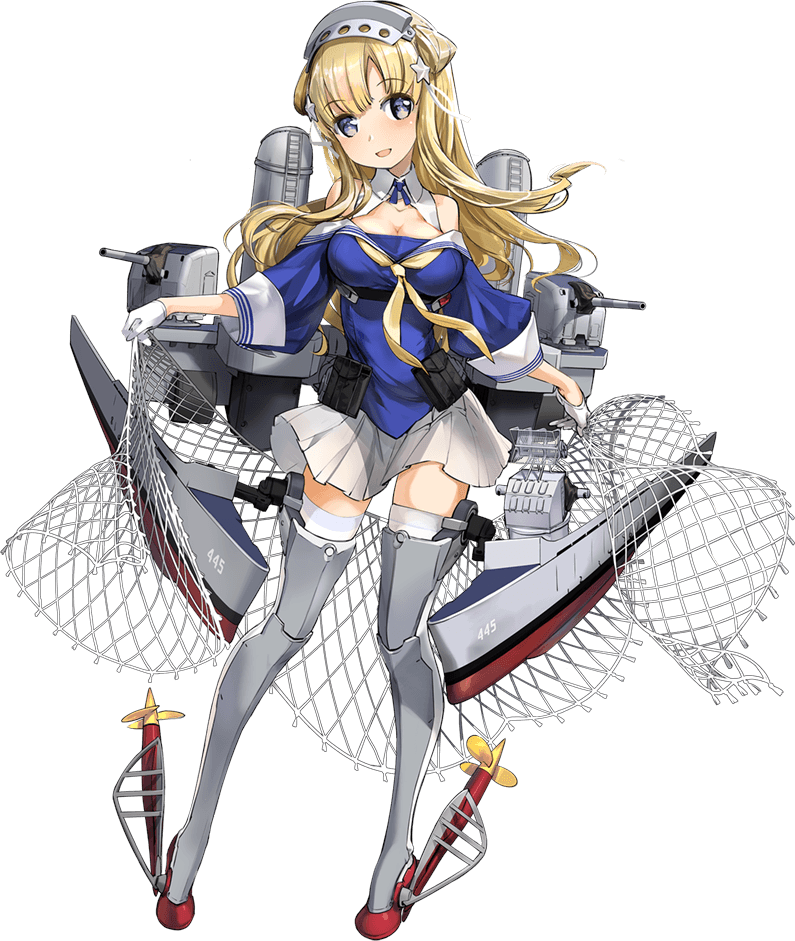 フレッチャー改 Mod.2の立ち絵と中破絵。ぱっと見は前と変わらず。#艦これ