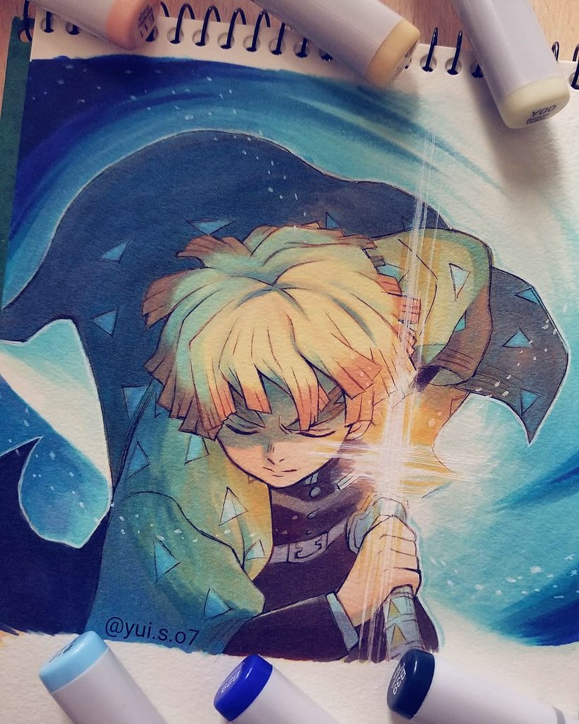 雷の呼吸…壱ノ型、霹靂一閃 #鬼滅の刃 #我妻善逸 #コピック #