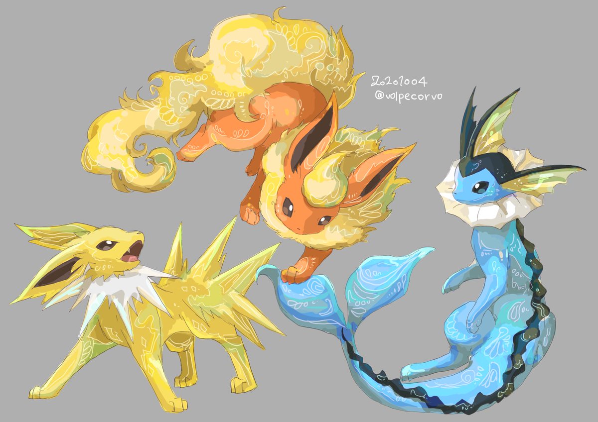 ブースター ,シャワーズ 「?⚡️? 」|天草のイラスト