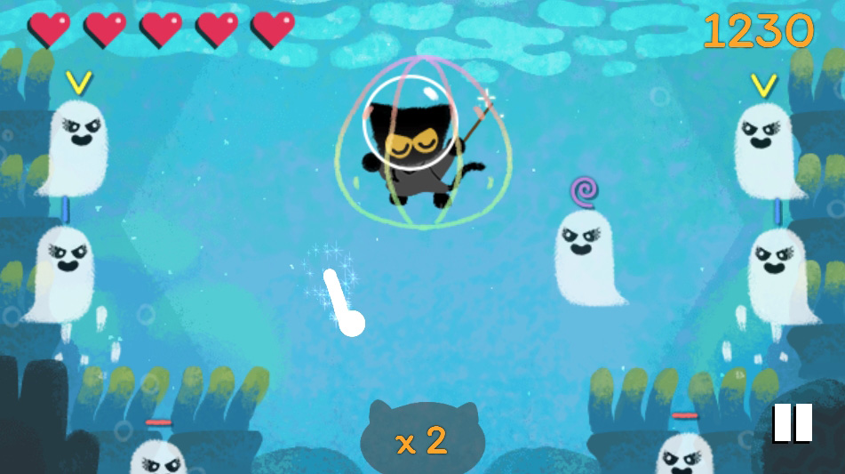 Googleのハロウィン企画で，黒猫・モモがオバケ退治に挑むDoodleゲーム