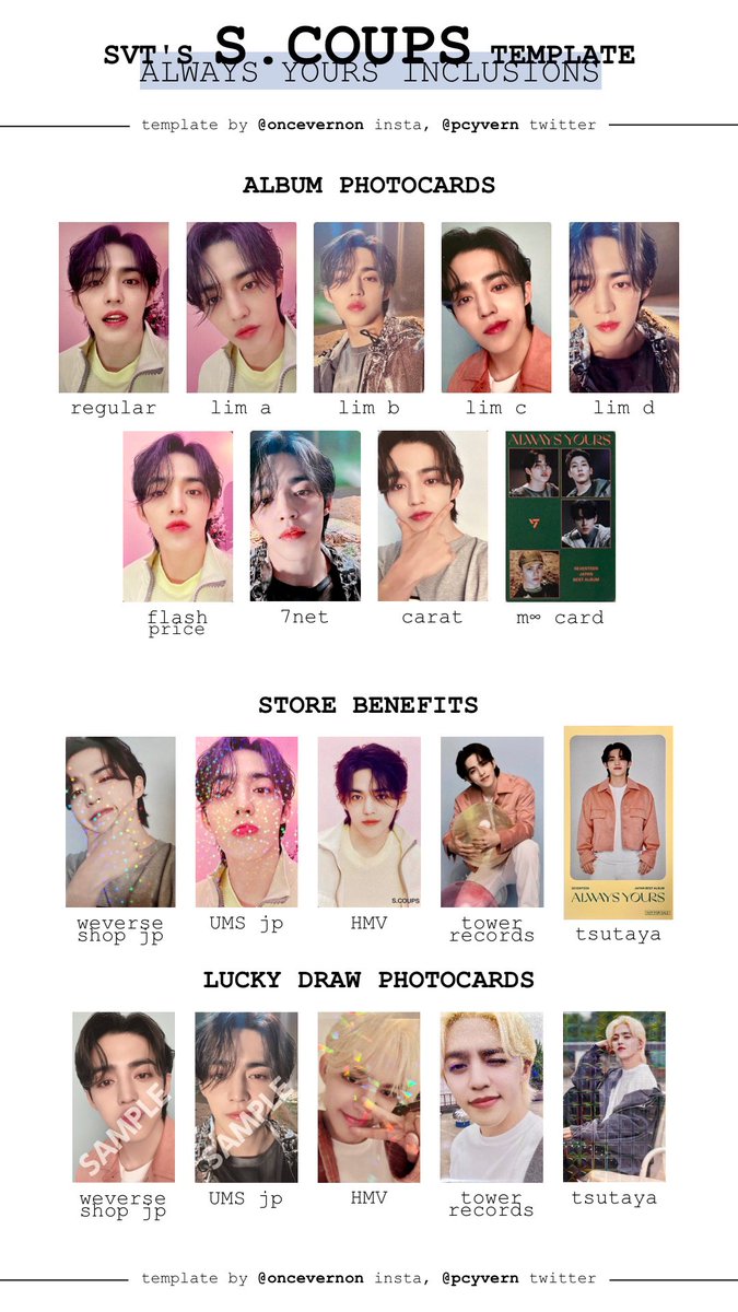 seventeen japan album always yours photocard template for scoups