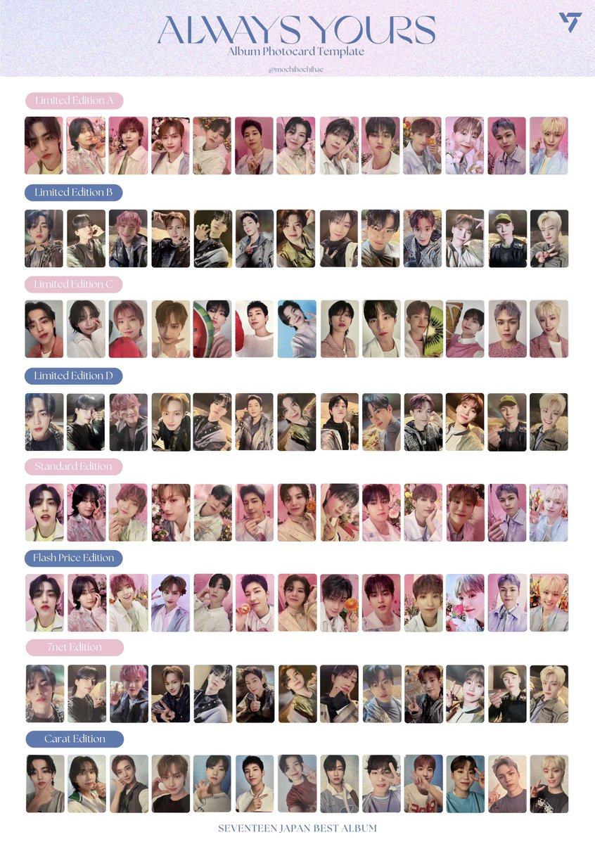 seventeen japan best album: always yours — complete photocards