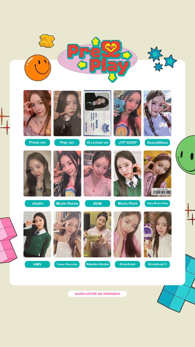 NiziU ニジュー Press Play OT9🎮Photocard Wishlist / Template