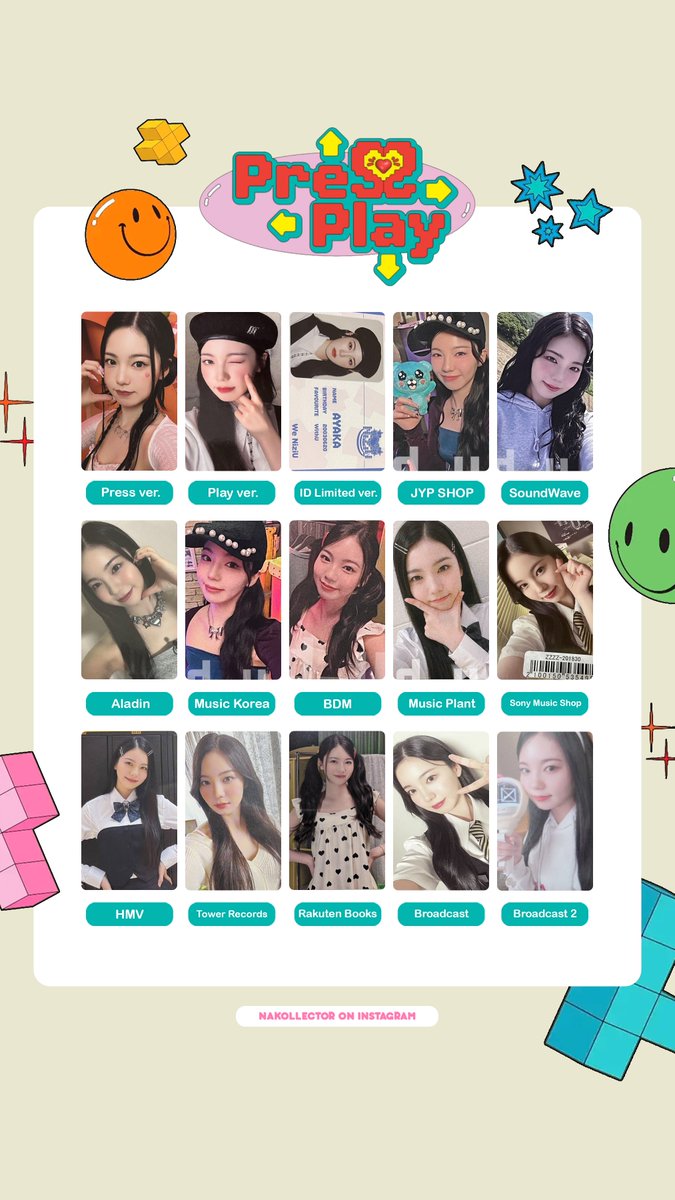 NiziU ニジュー Press Play OT9🎮Photocard Wishlist / Template