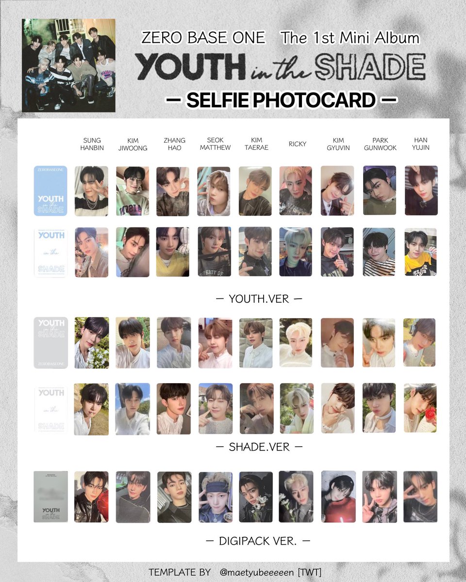 ZEROBASEONE】 1st Mini Album 𝐘𝐎𝐔𝐓𝐇 𝐈𝐍 𝐓𝐇𝐄 𝐒𝐇𝐀𝐃𝐄