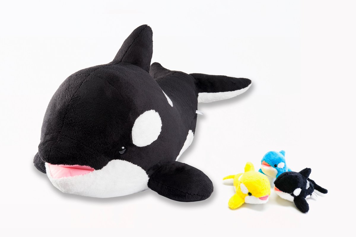 シャチのぬいぐるみがもれなく当たる「シャチくじ」。抱きかかえるのも