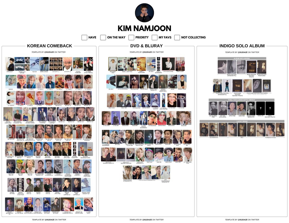 BTS RM NAMJOON PC PHOTOCARD WISHLIST TEMPLATES✨ [NEW] ⭐️MEGA