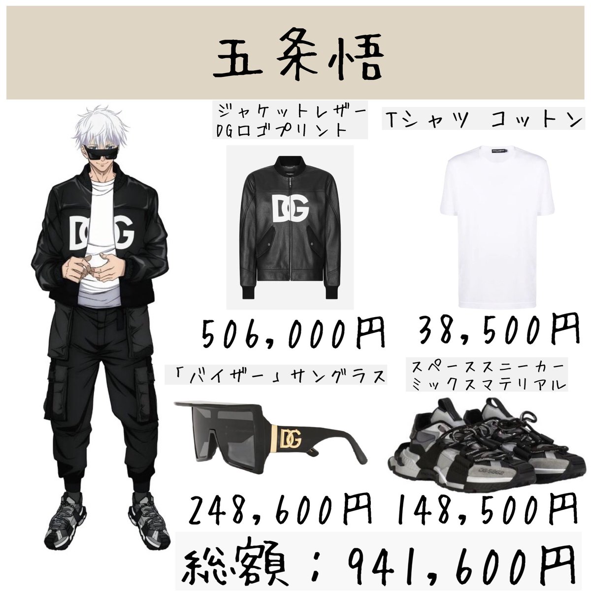 呪術廻戦 × ドルチェ＆ガッバーナ 【五条悟のコーデ】 (ドルガバ