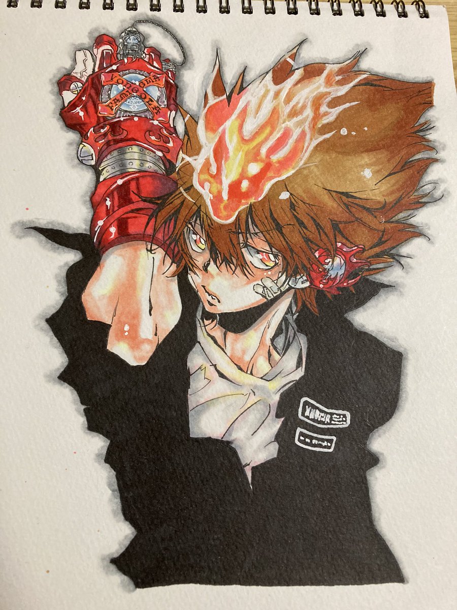 家庭教師ヒットマンREBORNのツナ描きました！！！ 前に描いたより成長