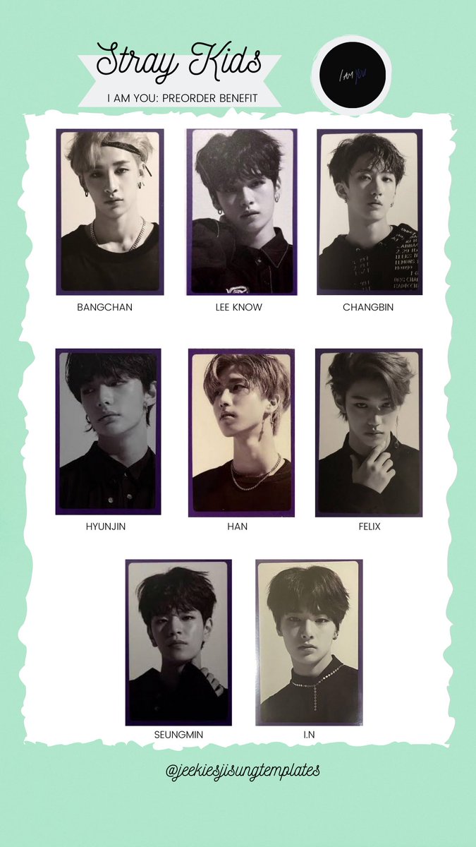 ✨ Stray Kids I Am You OT8 photocard template/list ✨ - Signature