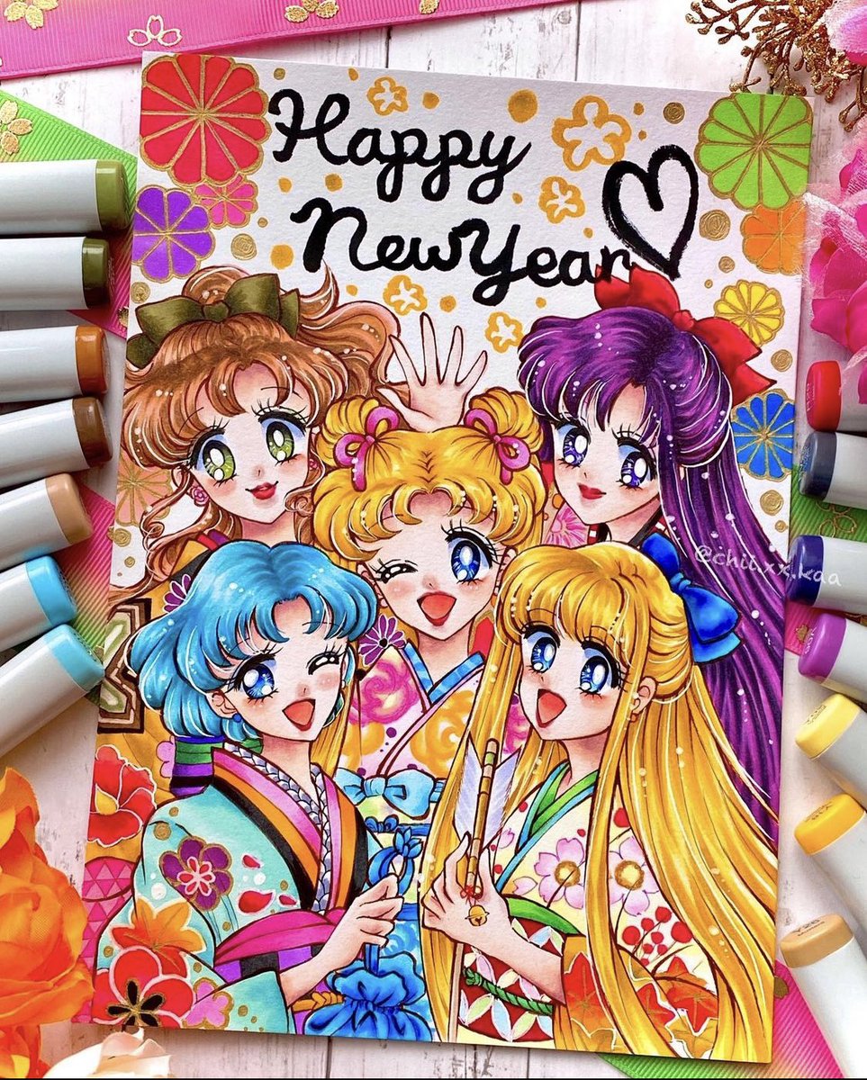 年賀状②セーラームーン🌙＊。 原作絵を自分タッチにして描きました