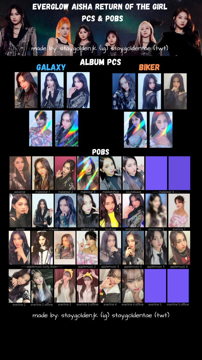 everglow return of the girl ROTG OT6 group pob photocard template