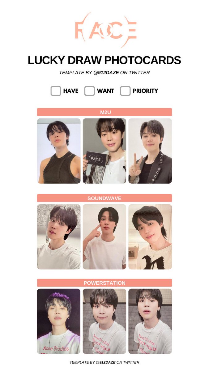 BTS JIMIN FACE PC PHOTOCARD WISHLIST TEMPLATES✨ [NEW] + M2U