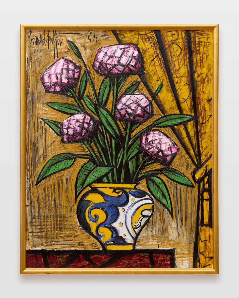 ベルナール・ビュッフェ、【Roses,vase bleu et blanc】 ベルナール