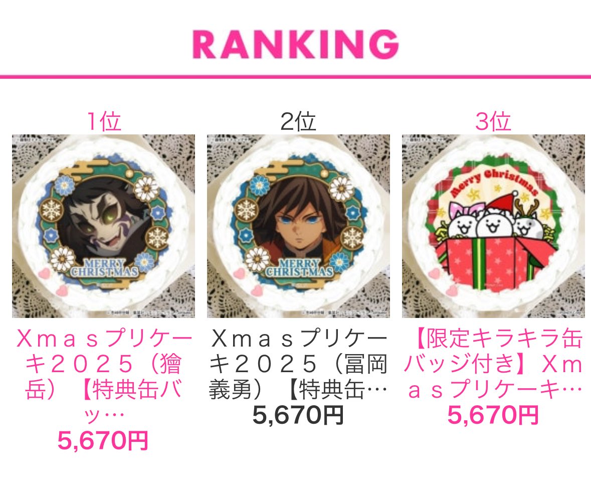 プリロール ケーキランキング ぎゆが2位で、ついに獪岳が1位に！ 鬼が