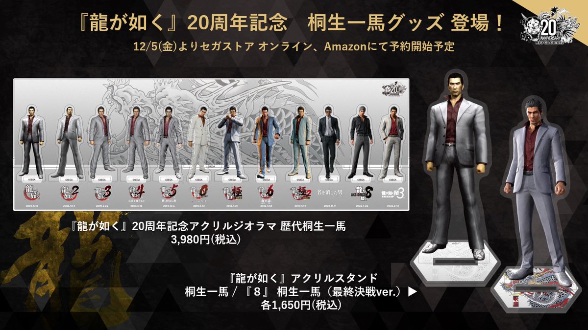 20周年記念‼ 新たな桐生一馬グッズが登場🐉 第一作目『龍が如く』当時