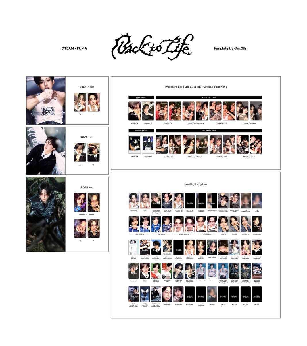 &TEAM 1st mini album 'Back to Life' photocard benefit luckydraw