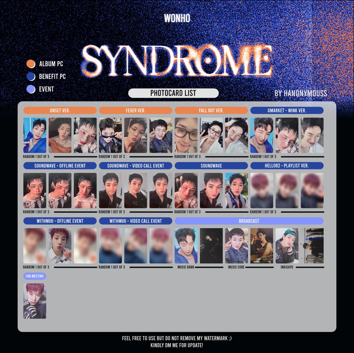 WONHO Syndrome Album Photo Card List Template update 251109 HD
