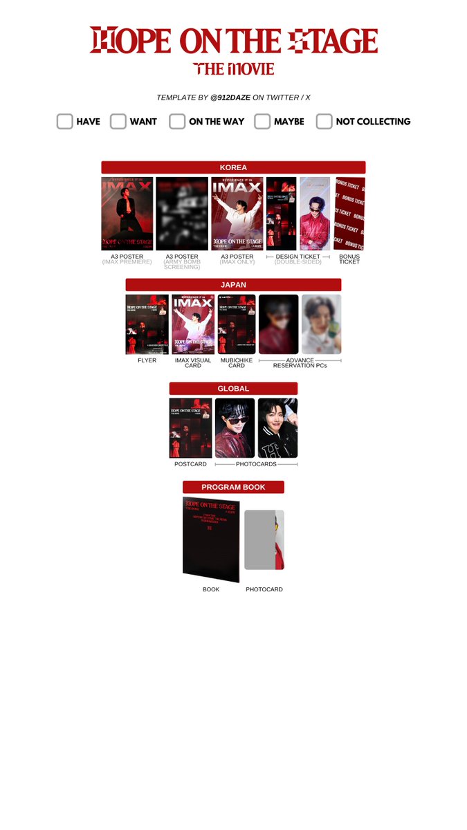 BTS J-HOPE HOBI HOTS HOS TOUR PC PHOTOCARD WISHLIST WL TEMPLATES