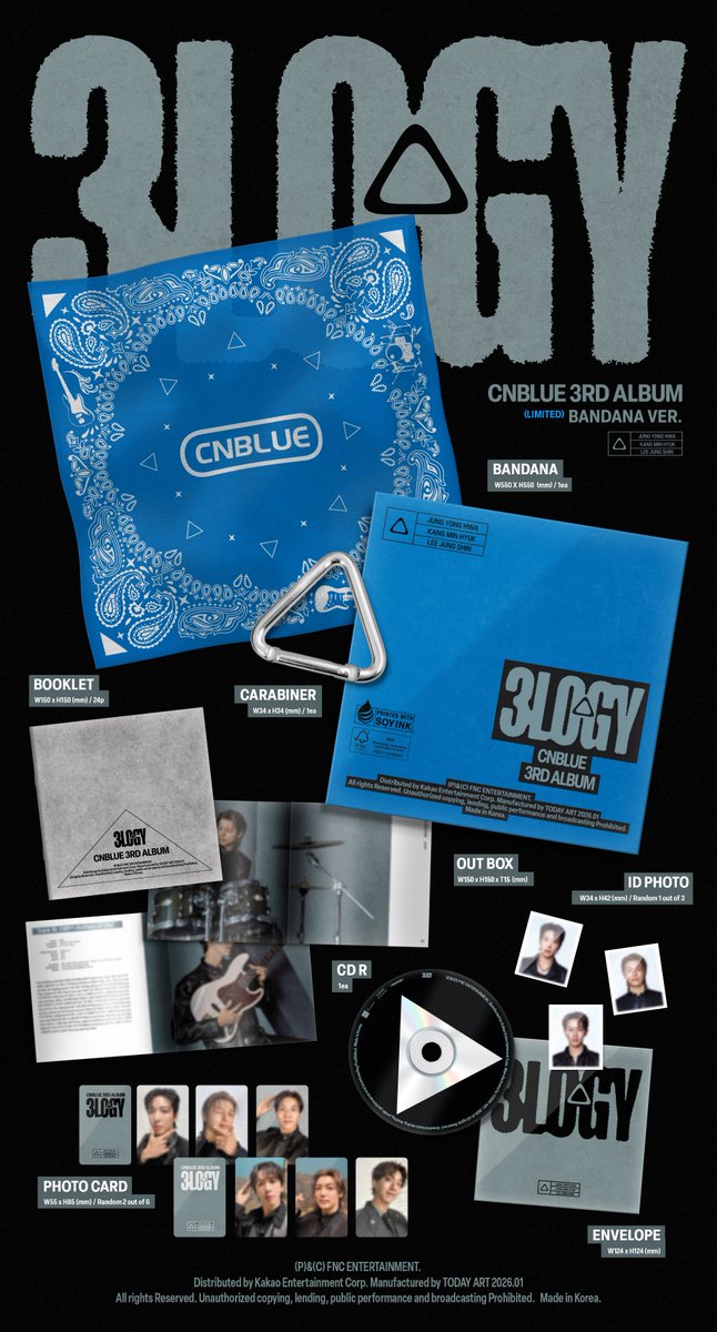 🆕【 CNBLUE 】 CNBLUE - 3rd Album [3LOGY] (BANDANA Ver.) (LIMITED