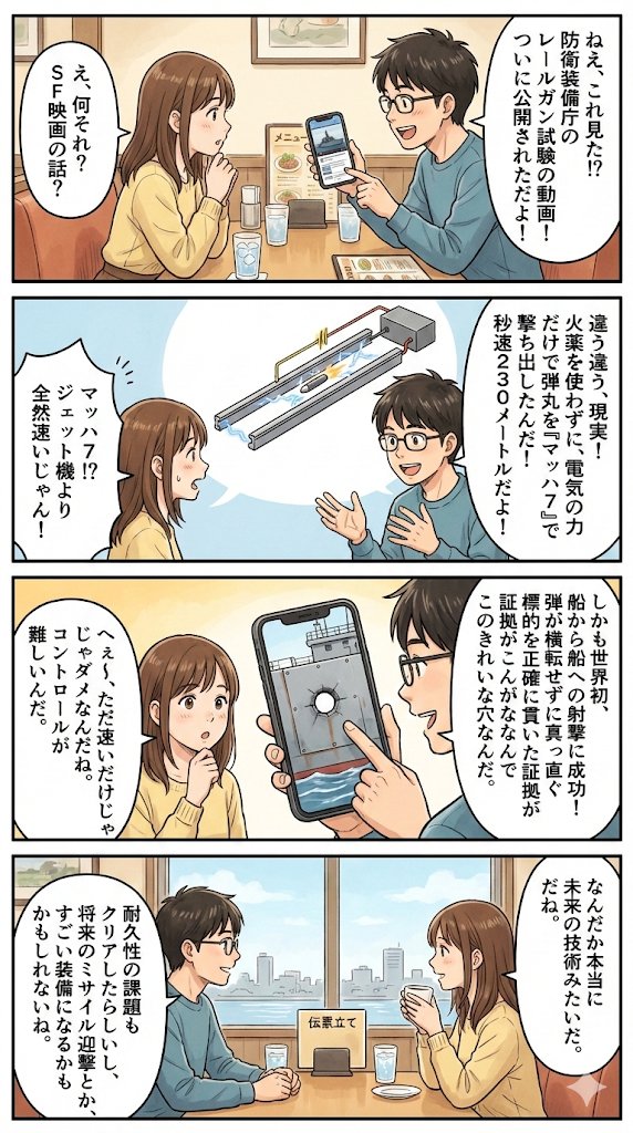 自衛隊が世界に先駆けて開発したと言われるレールガンについてGemini