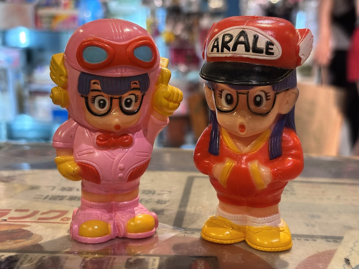 当時 アラレちゃん 貯金箱 ＆ ガッちゃん ソフビ 2体セット ポピー