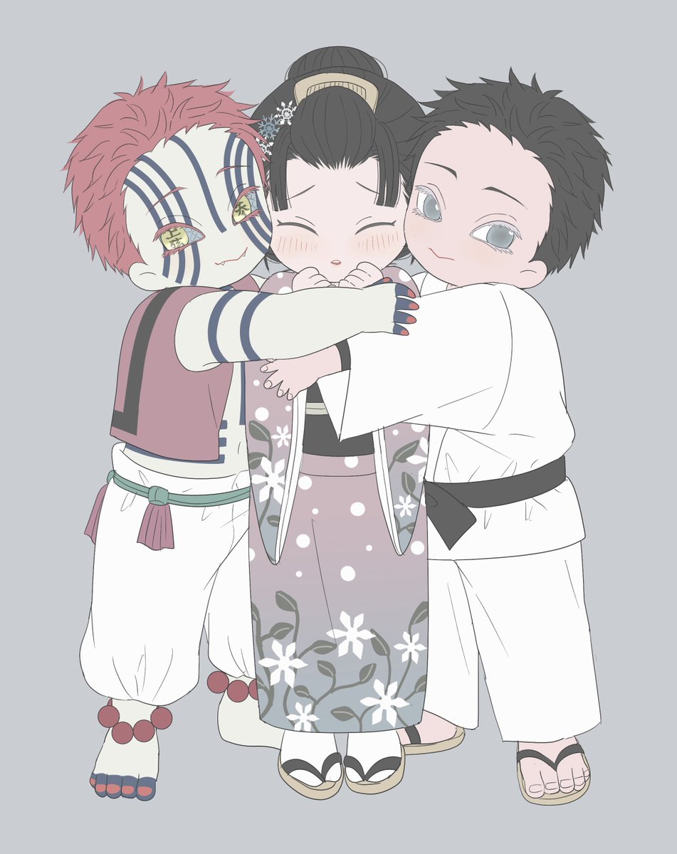 猗窩座と狛治さんに囲まれる恋雪ちゃん