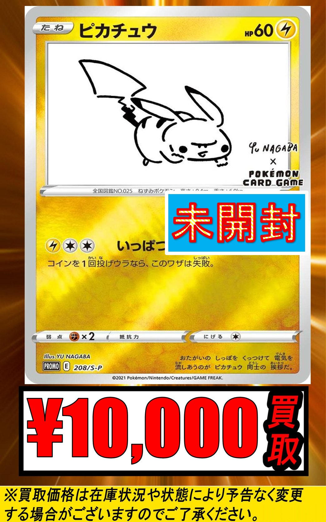 PSA10ピカチュウ Pikachu Yu 2021 ピカチュウ PSA 10 #208 YU NAGABA