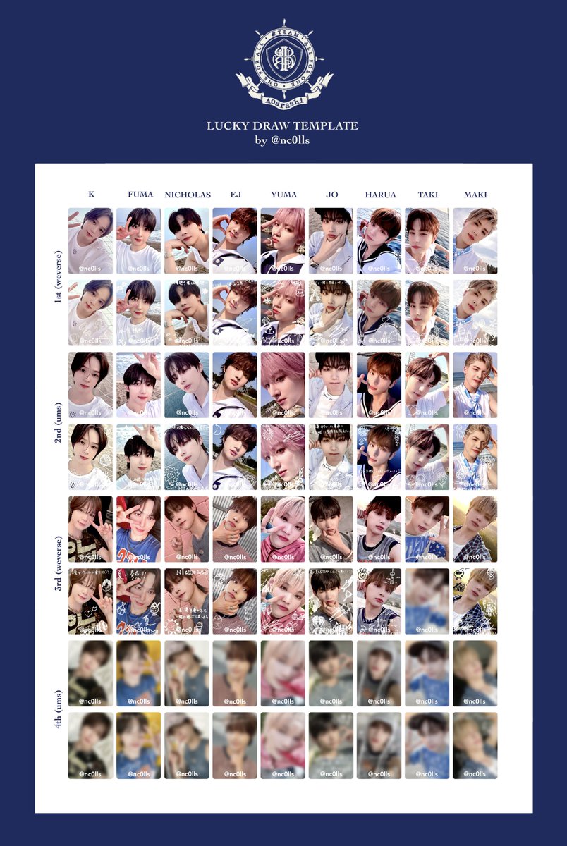 &TEAM 青嵐 Aoarashi luckydraw photocard template andTEAM K FUMA